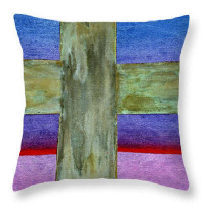 Blue Cross Pillow by Anni Adknis