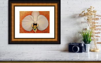 white orchid on gold leaf